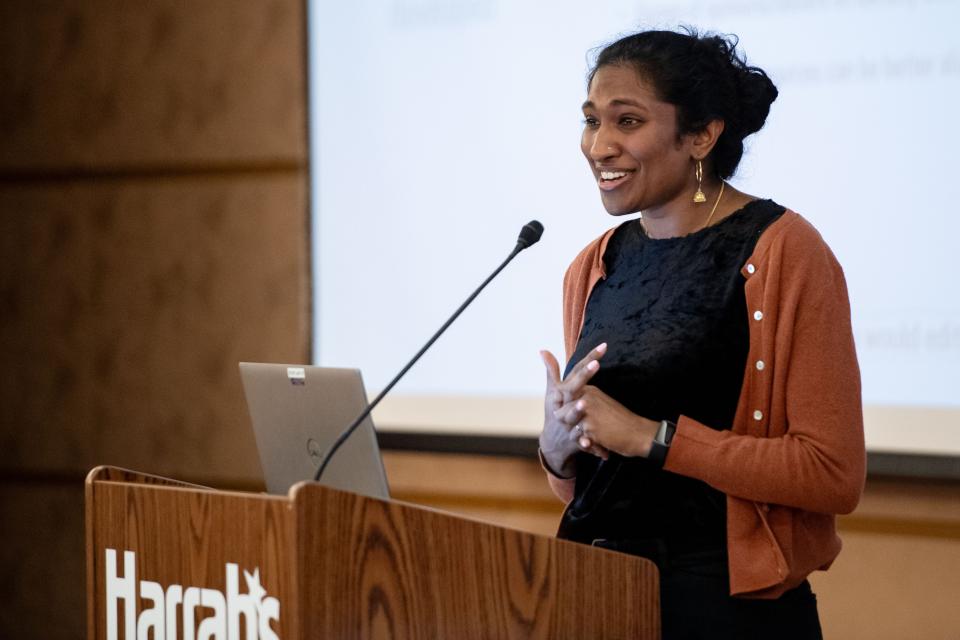 Bithia Palmer, director of Equitable Housing Solutions with Enterprise, speaks at an update and input session, March 27, 2024.