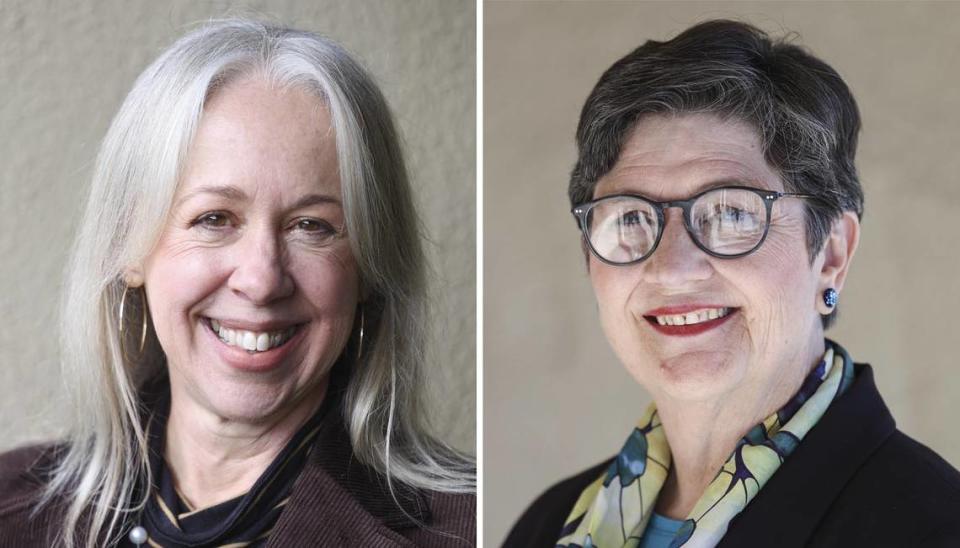 Atascadero Mayor Heather Moreno, left, and Atascadero Mayor Pro Tem Susan Funk are running for the District 5 seat on the San Luis Obispo County Board of Supervisors in March 2024. David Middlecamp/dmiddlecamp@thetribunenews.com