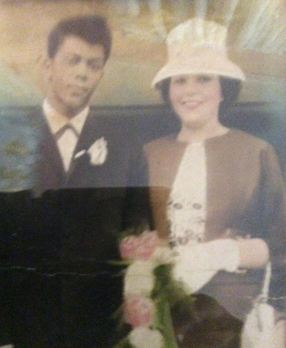 A photograph of Charlie and Gayle Anderson on their wedding day (PA)