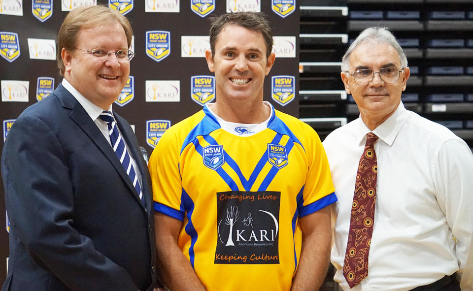 David Trodden and Brad Fittler in 2015.