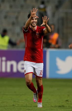 Soccer Football - CAF Champions League - Semi-Final - Al Ahly vs Etoile du Sahel - Borg El Arab Stadium, Borg El Arab, Egypt - October 22, 2017 Al Ahly's Walid Azaro celebrates scoring a goal REUTERS/Amr Dalsh