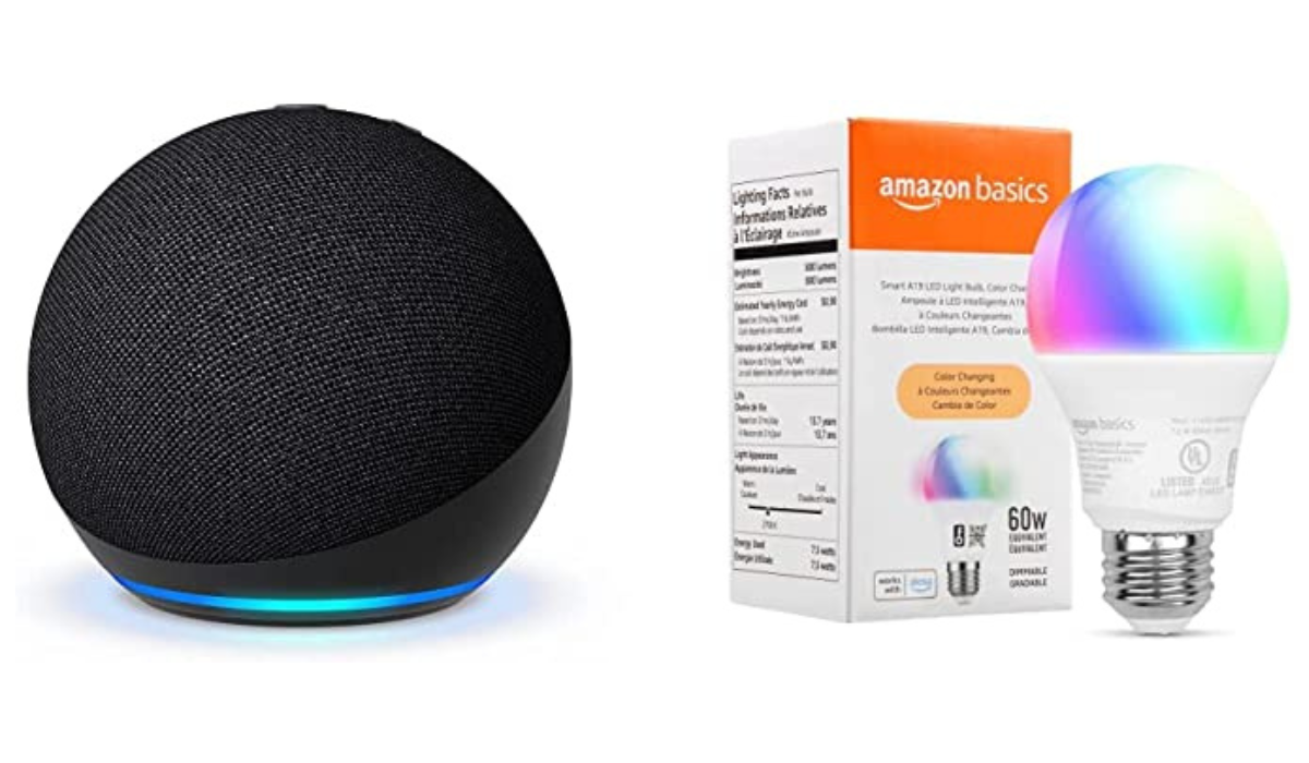 The Echo Dot and an LED bulb: a match made in smart home heaven. (Photo: Amazon)