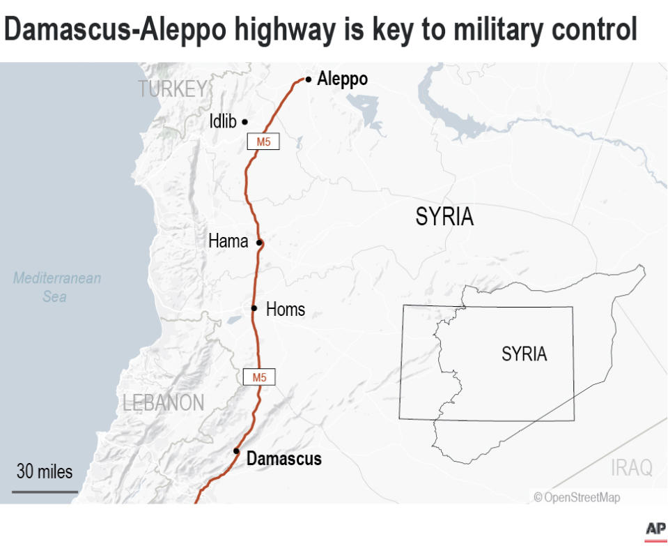 The Damascus-Aleppo highway, also known as the M5, was always key to who controls Syria.;