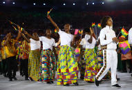 <p>Ghana knows how to mix prints. The white shirts and bright printed skirts would have fit right in with any fashion week. </p><p><i>(Photo: Reuters)</i><br></p>