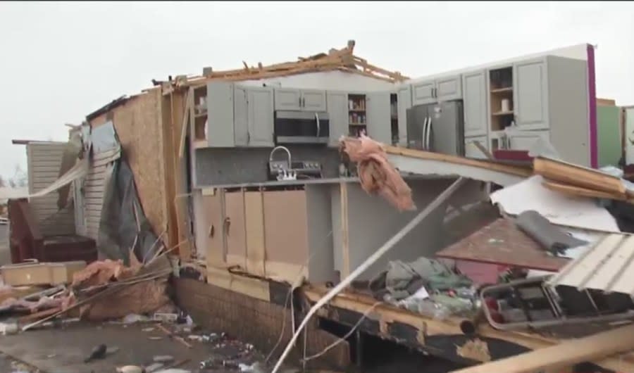 Multiple people are dead in Logan County after violent storms and possible tornadoes ripped through central Ohio, March 14, 2024. (NBC4)