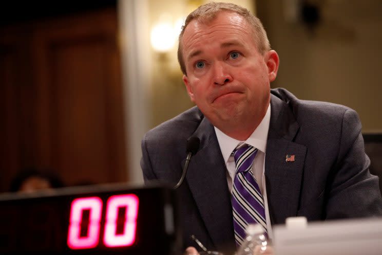 Office of Management and Budget Director Mick Mulvaney testifies before the House Budget Committee