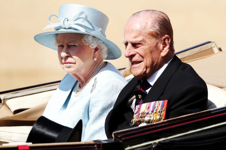 <i>The Queen went for a pale blue look to celebrate her 91st birthday [Photo: PA]</i>