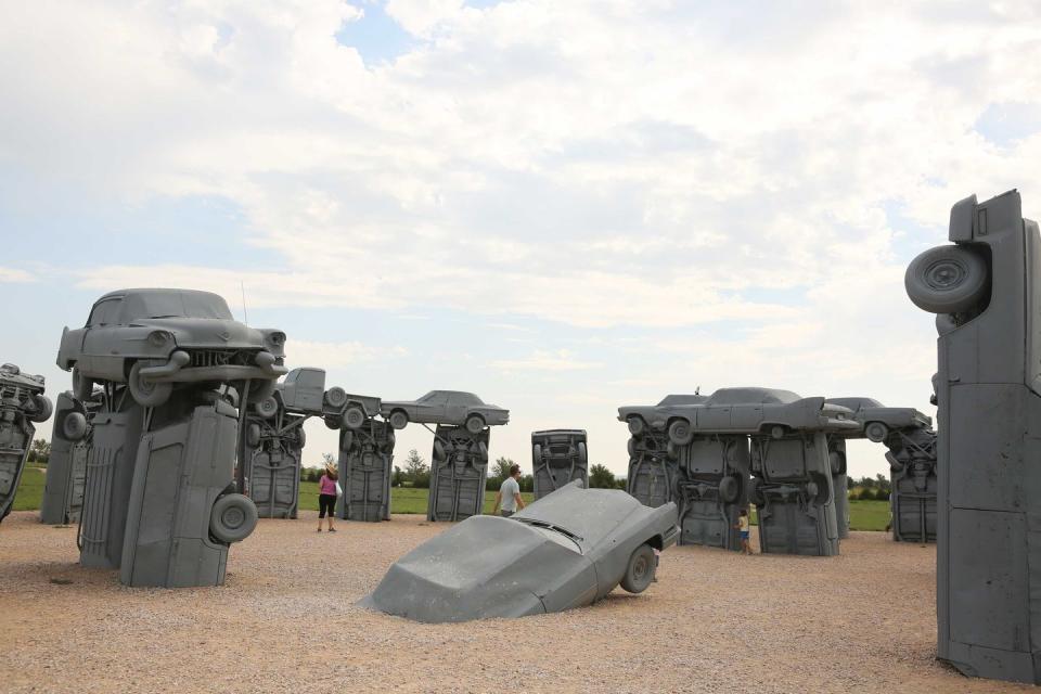 <p><strong>Carhenge</strong></p><p>The <a href="https://www.roadsideamerica.com/story/2606" rel="nofollow noopener" target="_blank" data-ylk="slk:Carhenge;elm:context_link;itc:0;sec:content-canvas" class="link ">Carhenge</a> is definitely a quirky and "where else would I see this" attraction. Spoofing the Stonehenge in England, the Carhenge, located north of Alliance, Nebraska on Highway 87 is made out of automobiles. Replicating the original stone version, 39 cars make up this masterpiece.</p>