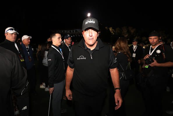 Phil Mickelson claimed victory under Shadow Creek's floodlights: Getty