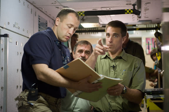 Russian cosmonaut Alexander Misurkin (left) and NASA astronaut Chris Cassidy (right), both Expedition 35/36 flight engineers; along with Russian cosmonaut Pavel Vinogradov, Expedition 35 flight engineer and Expedition 36 commander, participate