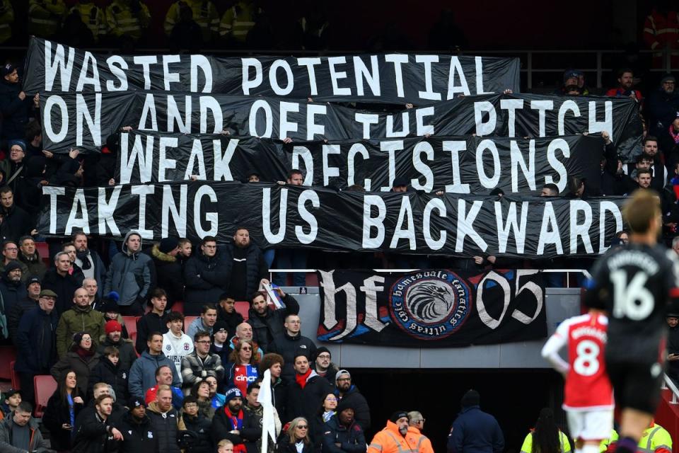 Crystal Palace fans have voiced their discontent this season (Arsenal FC via Getty Images)