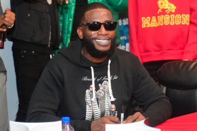 <p>Prince Williams/WireImage</p> Gucci Mane attends his "Breath of Fresh Air" album signing on October 17, 2023 in Riverdale, Georgia.