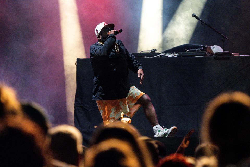 Big Boi performs during day two of 80/35 in Western Gateway Park in Des Moines on Saturday.