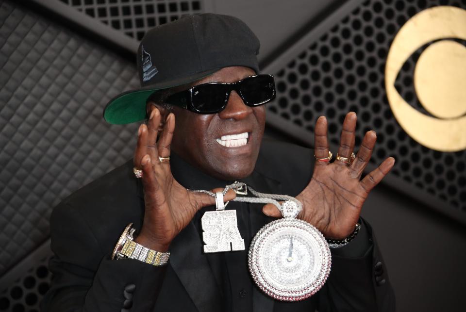 Flavor Flav at the 66th Annual Grammy Awards at Crypto.com Arena in Los Angeles on Feb. 4, 2024.