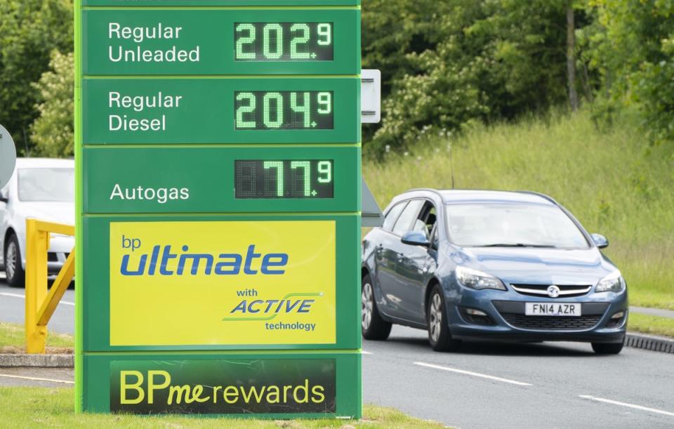 Petrol prices at Wetherby Services (Danny Lawson/PA) (PA Wire)