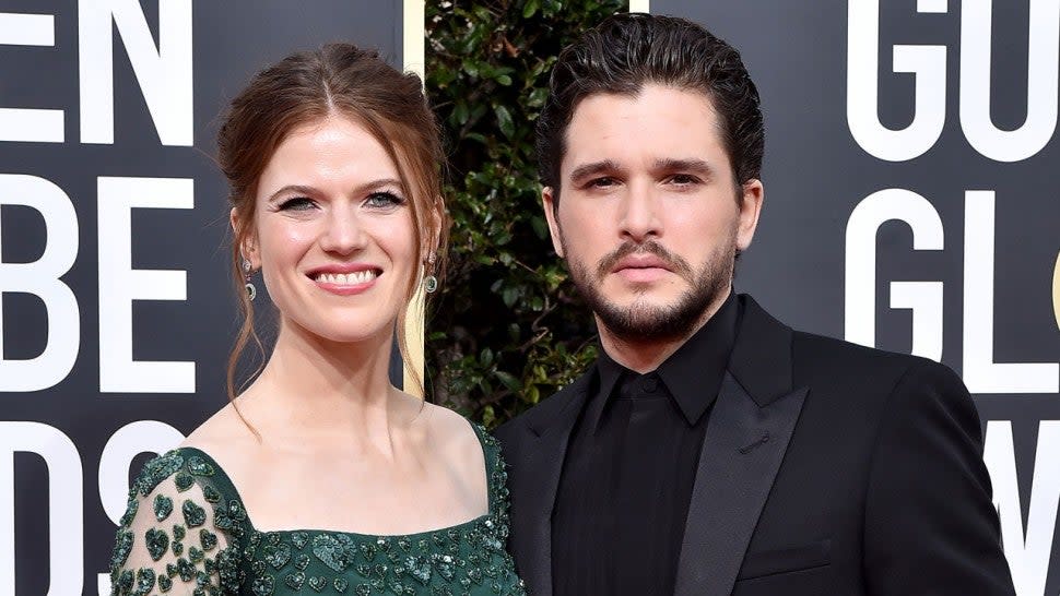 rose leslie and kit harington at 2020 golden globes