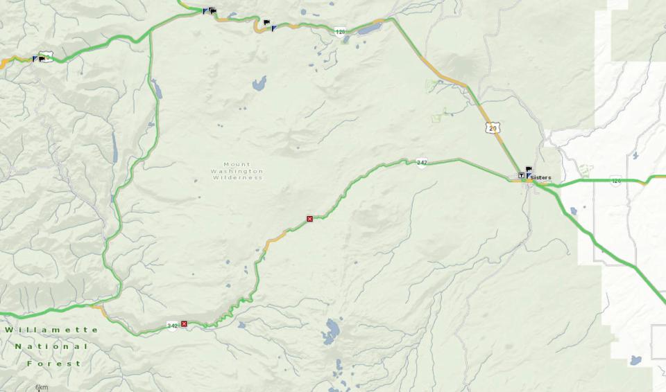Scenic McKenzie Pass Highway 242 is closed on both sides, from seven miles east of McKenzie Bridge and 14 miles west of Sisters.