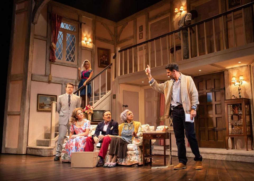 The cast of Noises Off perform at the Garrick Theatre, London's West End: Helen Maybanks