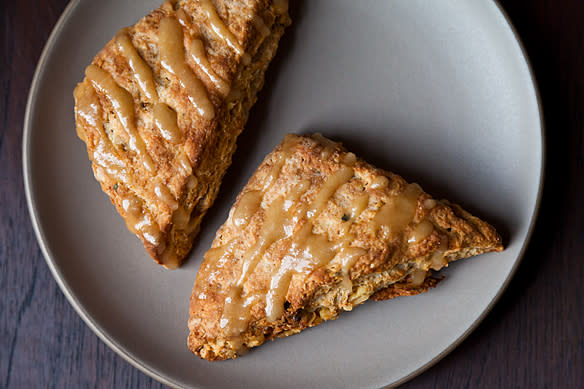 Walnut Fig Scones with Brown Butter Maple Glaze