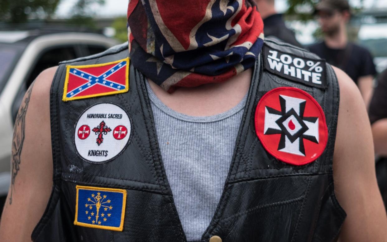 A white supremacist at a rally in Indiana - Anadolu