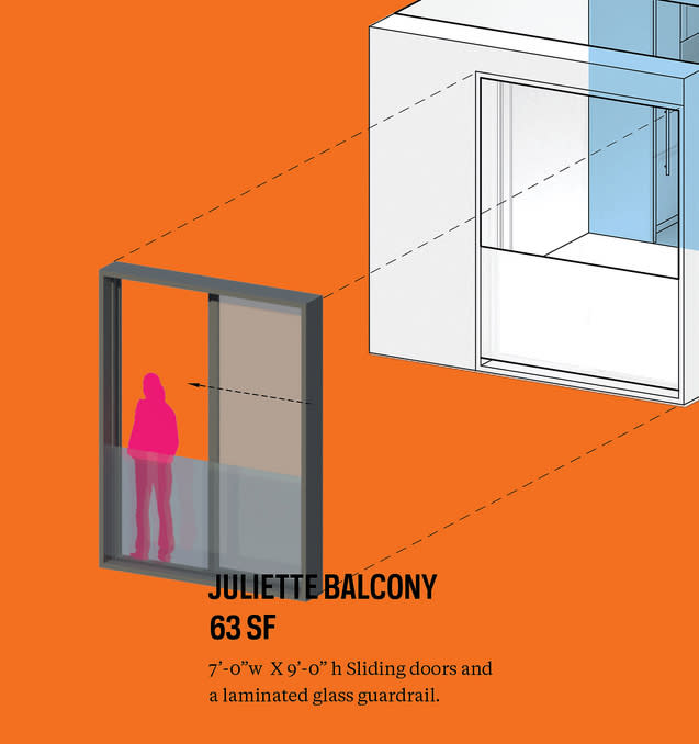 New York micro-apartment design winner announced orange balcony