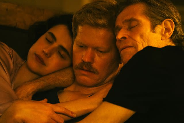 <p>Atsushi Nishijima/Searchlight Pictures</p> Margaret Qualley, Jesse Plemons, and Willem Dafoe in 'Kinds of Kindness'