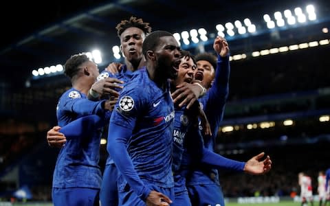 Chelsea's Reece James celebrates scoring their fourth goal with Fikayo Tomori and teammates - Fikayo Tomori decides to make debut with England - Credit: &nbsp;DAVID KLEIN/REUTERS