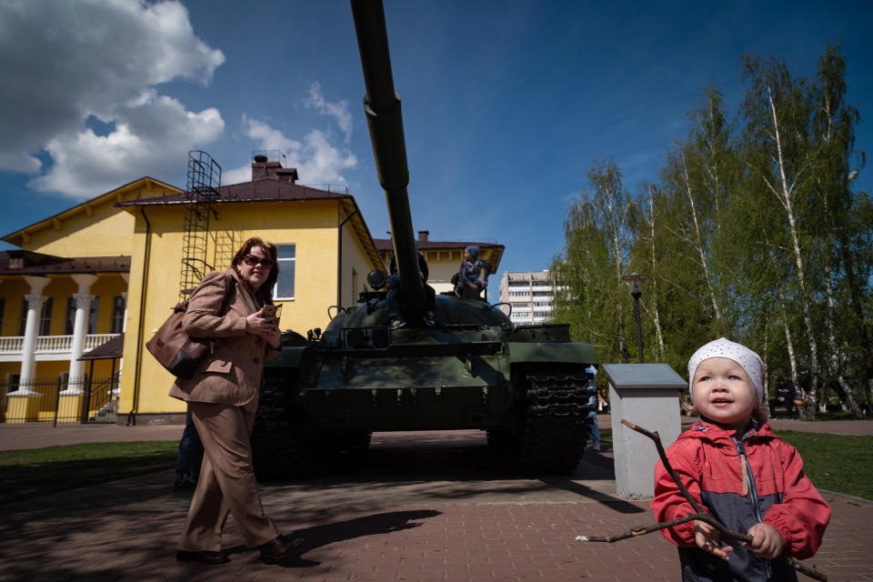 Image: Children play on a tank at the Museum of Military Equipment, Bor, Nizhny Novgorod, Russia (Anton Belousov / for NBC News)