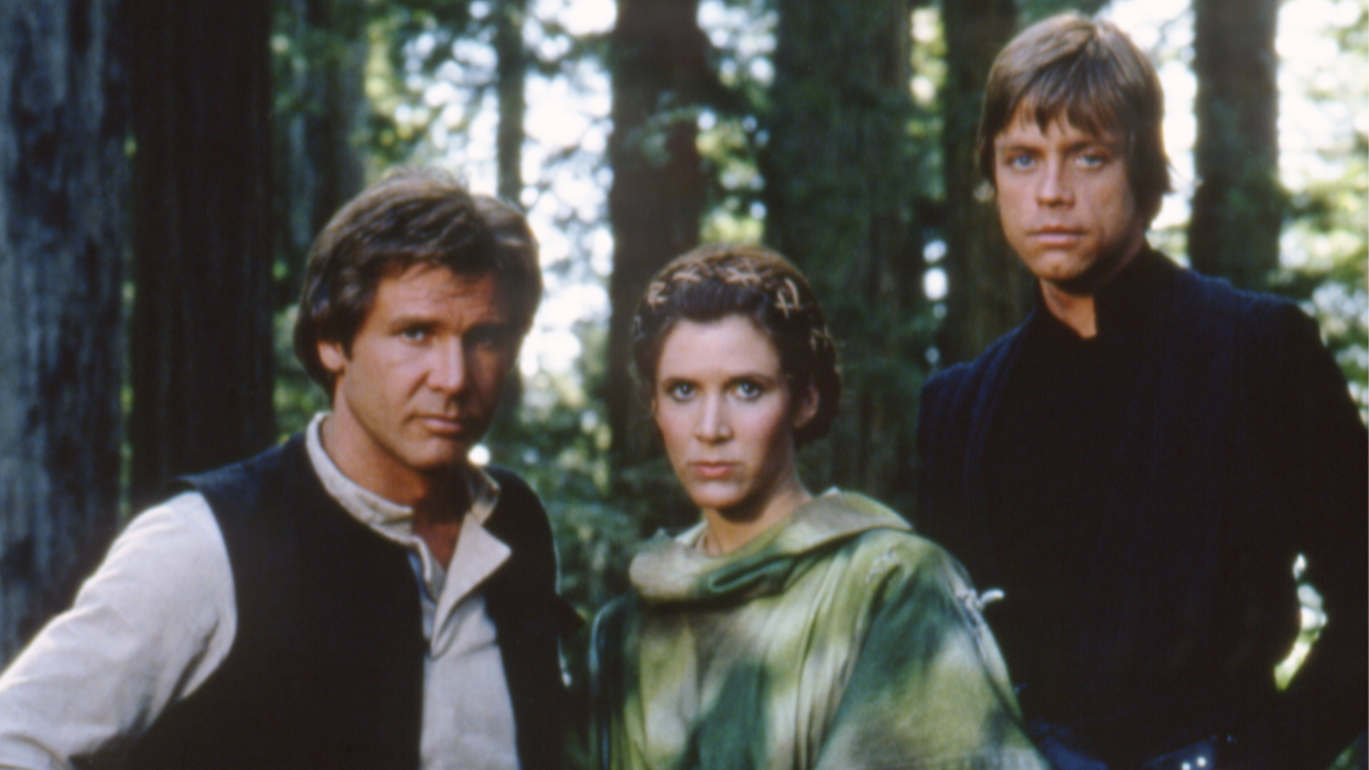  Mark Hamill, Carrie Fisher, and Harrison Ford from Return of the Jedi. 