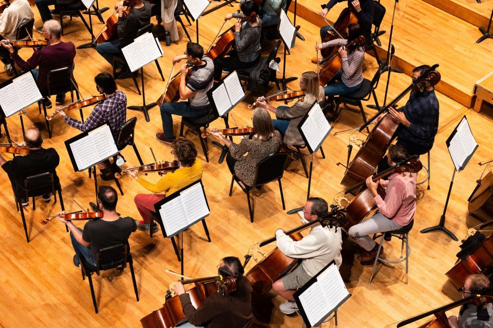 Itzhak Perlman rehearses with the Utah Symphony at Abravanel Hall in Salt Lake City on Saturday, Oct. 14, 2023. | Megan Nielsen, Deseret News
