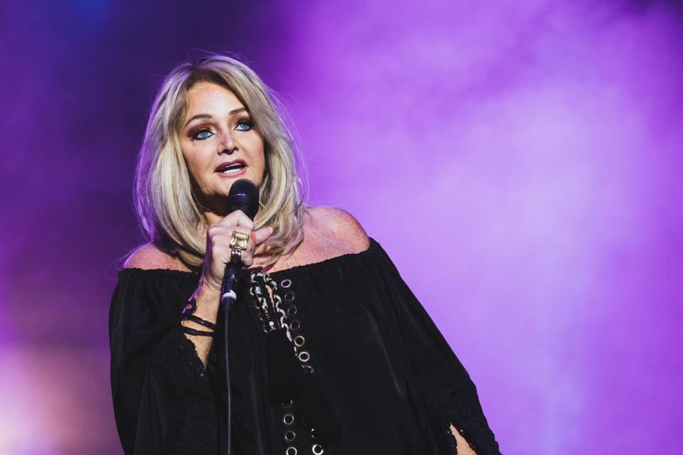 MADRID, SPAIN - JULY 30: Welsh singer Bonnie Tyler performs on stage at Push Play music festival at Hipodromo de Madrid on July 30, 2021 in Madrid, Spain. (Photo by Aldara Zarraoa/Redferns)