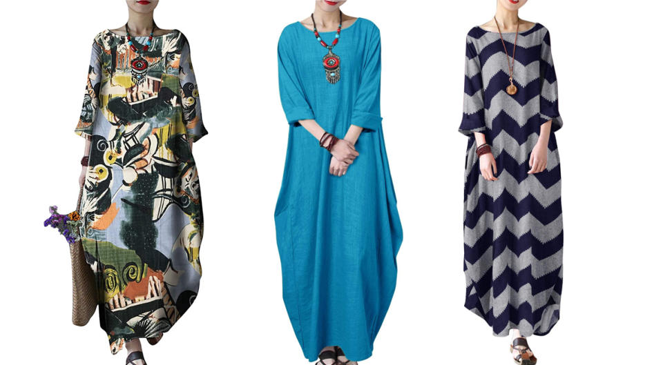 Celmia Autumn Solid Loose Long Caftan (Photo: Amazon)