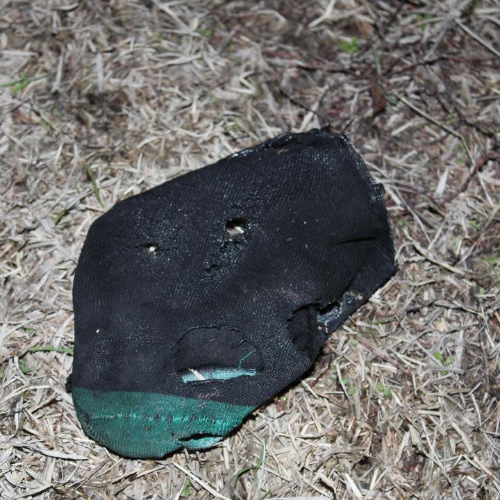 An individual in Hurricane, Utah, poured gasoline on a campfire, catching themselves on fire and starting several other small fires on Feb. 10, 2024. This image shows some burned materials after the fire. (Courtesy of Hurricane Valley Fire & Rescue)