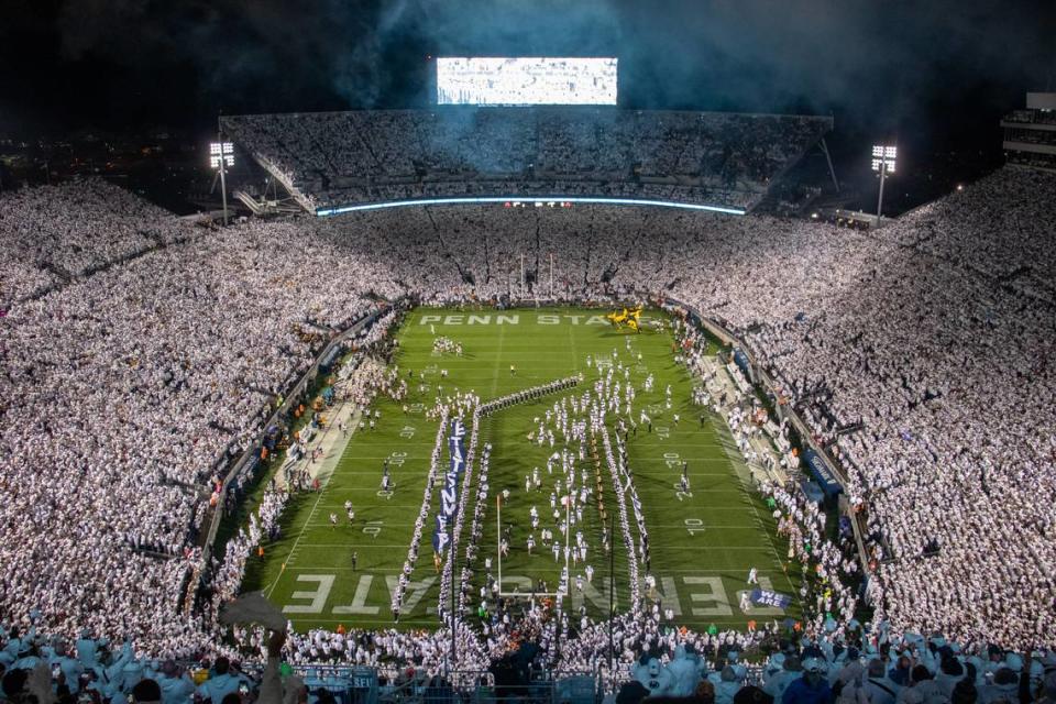 More than 110,000 people fill Beaver Stadium for Penn State’s White Out game on Saturday, Sept. 23, 2023.