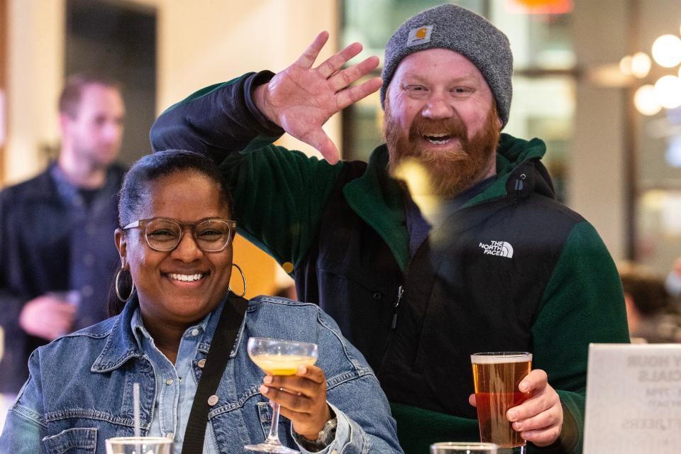 Patrons enjoy a drink at The Chancery Market Food Hall and Bar located at North Market St. in Wilmington, Wednesday, March 15, 2023.