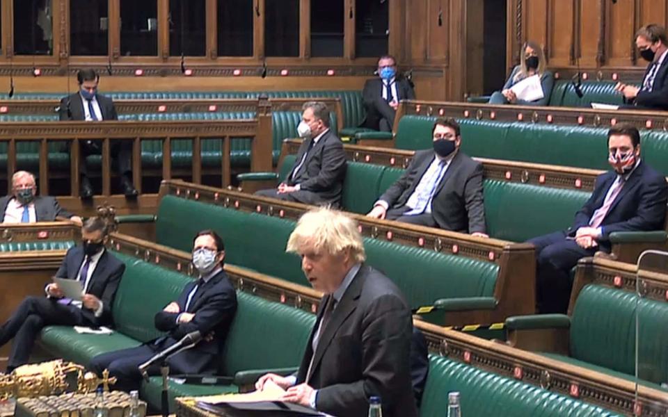 Boris Johnson making a statement on the government's roadmap out of coronavirus lockdown - AFP