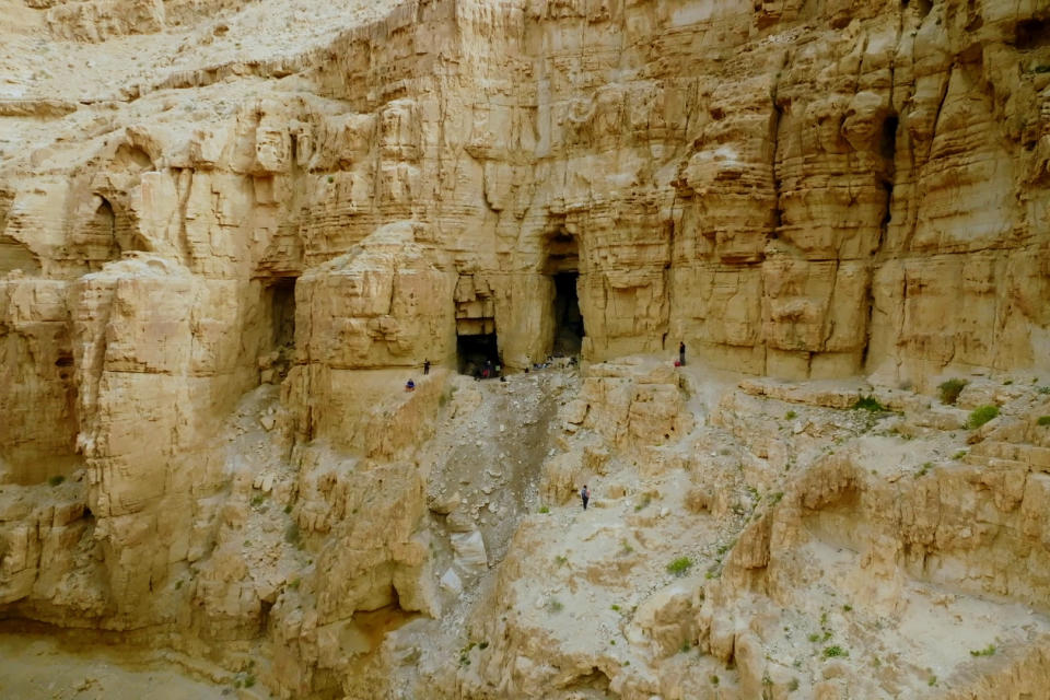 The Muraba’at cave where the coins were discovered.  (Israel Antiquities Authority)