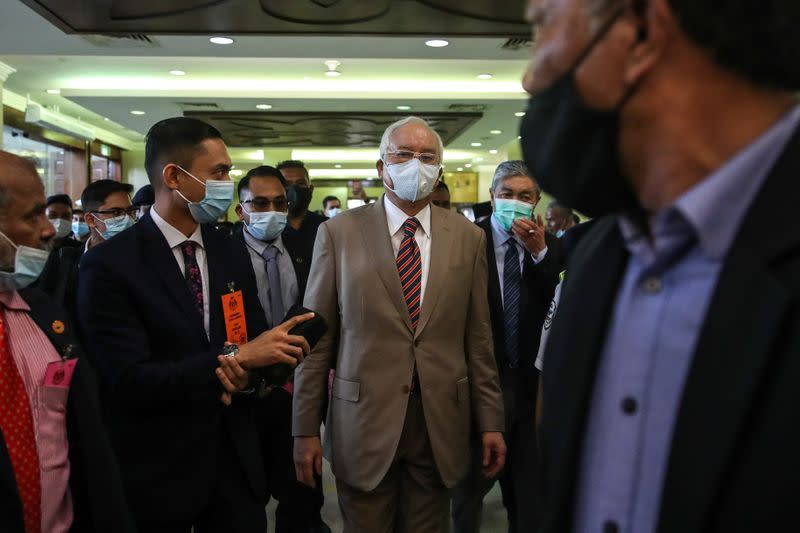 Former Malaysian Prime Minister Najib Razak arrives at Kuala Lumpur High Court in Kuala Lumpur