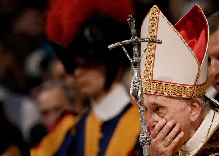 El Papa, ayer, durante la solemnidad de San Pedro y San Pablo