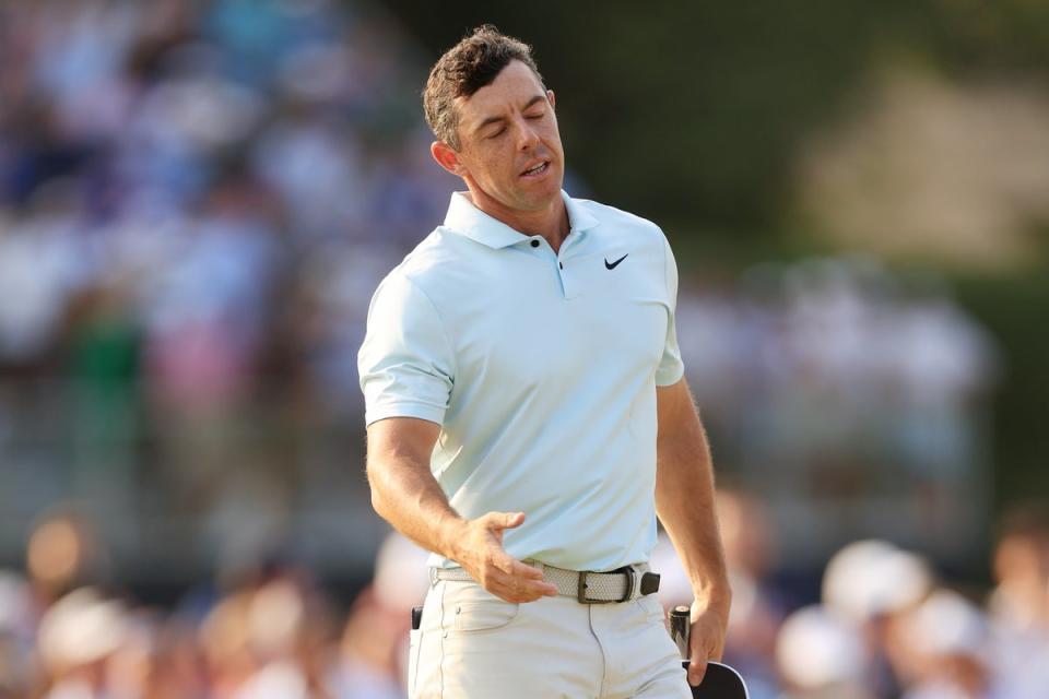 Heartbreak: Rory McIlroy gifted victory to Bryson DeChambeau at the US Open as his long wait for a fifth major title continued (Getty Images)