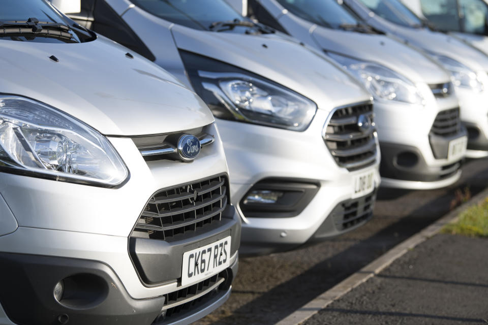 BRIDGEND, WALES - JUNE 05: A close-up of a Ford badge on a car at the Ford garage near the Bridgend engine plant on June 5, 2019 in Bridgend, Wales. Union sources have said the engine plant in Bridgend will close in September 2020. The British car industry is facing a series of difficulties including a fall in demand for diesel vehicles and a deteriorating sales trend in the Far East. (Photo by Matthew Horwood/Getty Images)