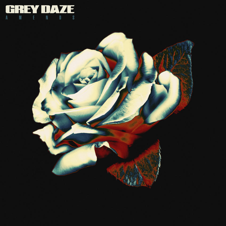 This cover image released by Loma Vista Recordings shows "Amends" by Grey Daze. Fans of the late Grammy-winning screeching rock singer Chester Bennington will get a chance to hear him one more time. Before Linkin Park, Bennington was in the rock band Grey Daze and more than two decades after leaving the group, the album “Amends” featuring tracks from Grey Daze’s mid-90s catalog, re-recorded last year with Bennington’s re-mastered vocals, will be released on Friday. (Loma Vista Recordings via AP)