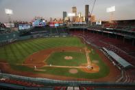 The Boston Red Sox play against the Tampa Bay Rays during the eighth inning of a baseball game at Fenway Park, Thursday, Aug. 13, 2020, in Boston. (AP Photo/Michael Dwyer)