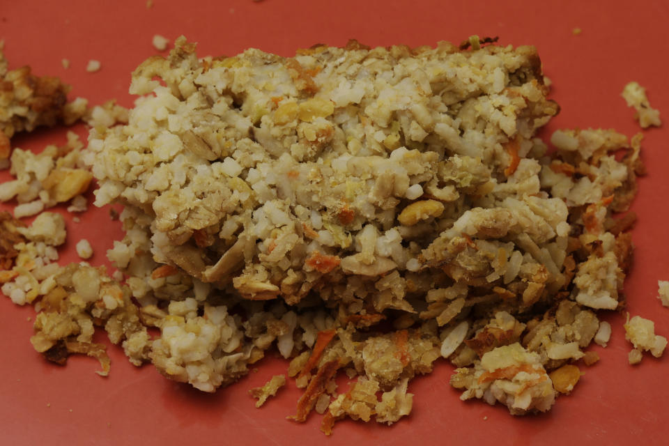 In this Friday, May 31, 2013 photo displayed is a plate of Nutraloaf, presently served in Pennsylvania prisons as a “behavior modified meal,” at Eastern State Penitentiary in Philadelphia. The historic penitentiary plans to serve visitors sample meals from the 1800s, 1900s and today on June 8th and 9th. (AP Photo/Matt Rourke)