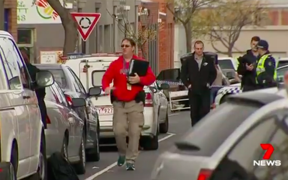 Detectives arrive on the scene after the grim discovery. Source: 7 News