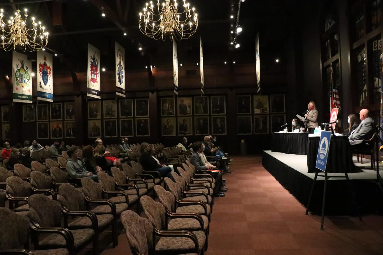 A debate between mayoral candidates was hosted inside the Great Hall at the R. Haze Hunter Conference Center in Cedar City in 2021. The venue is scheduled to play host to another debate on Monday, this time between the candidates running this year for three open seats on the city council.