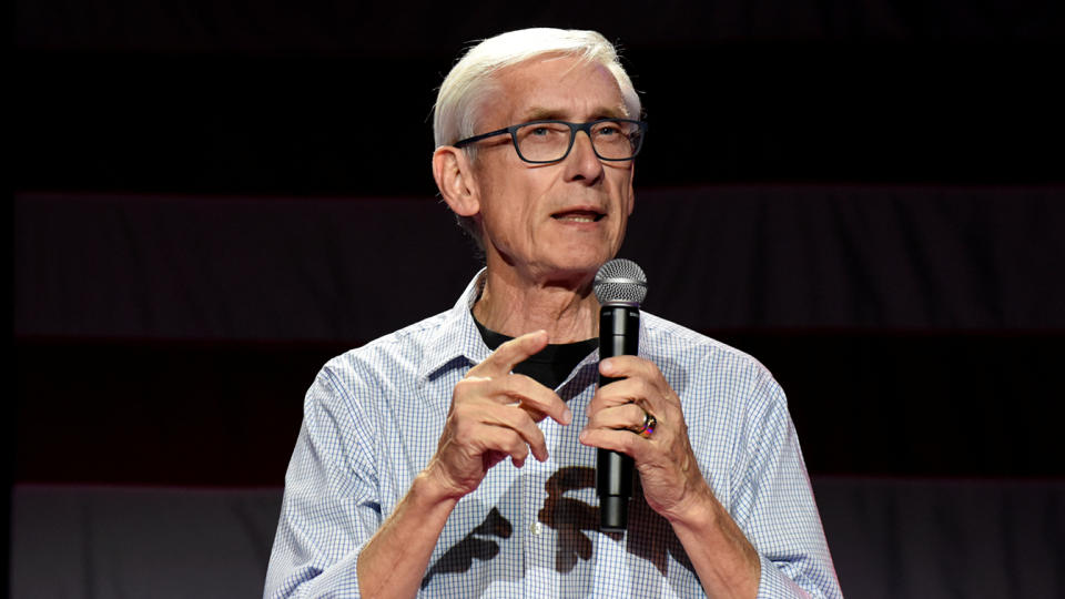 Then Democratic gubernatorial candidate Tony Evers speaks at an election eve rally in Madison, Wisconsin, U.S. November 5, 2018. (Nick Oxford/Reuters)