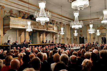 FILE PHOTO: A general view of the Swedish Academy's annual meeting at the Old Stock Exchange building in Stockholm, Sweden December 20, 2017. TT News Agency/Jonas Ekstromer via REUTERS/File Photo