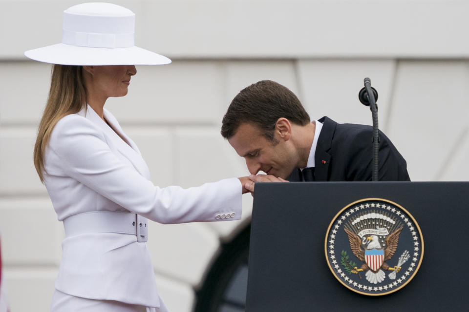Melania Trump organizó una exitosa recepción de estado al presidente de Francia, Emmanuel Macron. Donald Trump exaltó esa visita. (Archivo Yahoo)