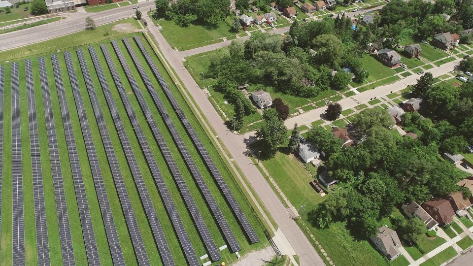 Solar panels at the DTE O'Shea Solar Park are located at Greenfield Road and Capitol Avenue, just south of Interstate 96. The solar park's 7,400 panels produce enough electricity to power the equivalent of 450 homes with clean energy.